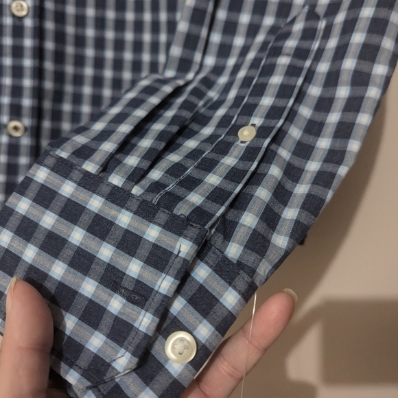 IZOD Saltwater Mens Gingham Relaxed Classic Fit Button Down Shirt Blue S/P - Picture 6 of 11